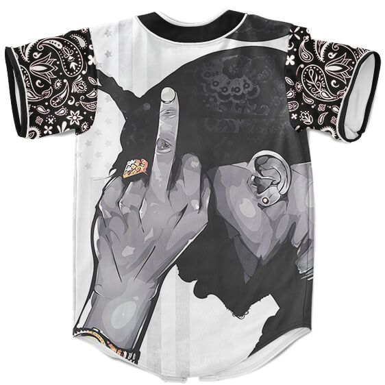 Tupac Makaveli Shakur Middle Finger Up Dope Baseball Jersey - Rappers Merch