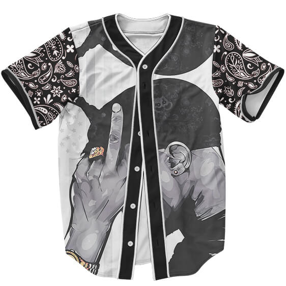 Tupac Makaveli Shakur Middle Finger Up Dope Baseball Jersey - Rappers Merch