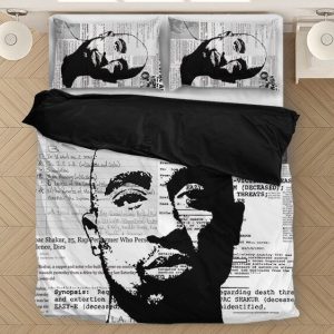 Tupac Makaveli Thug Life Newspaper Inked Art Dope Bedding Set - Rappers Merch