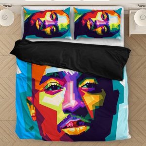 Tupac Shakur Thiết kế đầy màu sắc Bộ đồ giường ấm cúng tuyệt vời - Rappers Merch