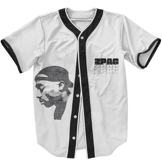 Tupac Shakur Cross Design Lyrics Death Tribute Baseball Jersey - Rappers Merch