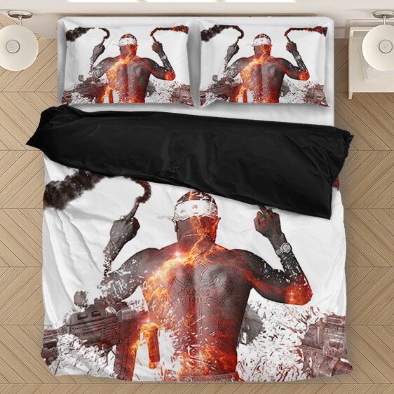 Tupac Shakur Middle Finger Guns And Smoke Dope Bedding Set - Rappers Merch