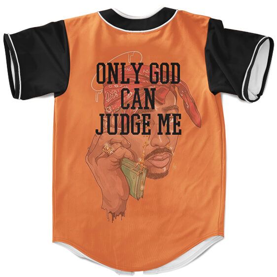 Tupac Shakur Only God Can Judge Me Orange Baseball Jersey - Rappers Merch