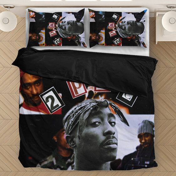 Tupac Shakur Photo Collection Amazing Black Bedding Set - Rappers Merch