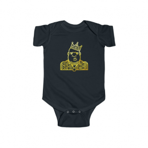 Biggie Smalls Gold Lining Artwork Awesome Baby Bodysuit - Rappers Merch