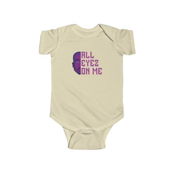 Purple Tupac Shakur All Eyez On Me Design Baby Bodysuit - Rappers Merch
