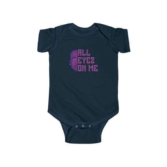 Purple Tupac Shakur All Eyez On Me Design Baby Bodysuit - Rappers Merch