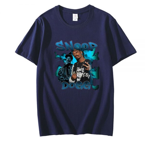 2021 Summer Hot Sale Snoop Doggy Dogg Tee Shirt Bootleg Rap Tee Short Sleeve Unisex Black 2 - Rapper Outfits