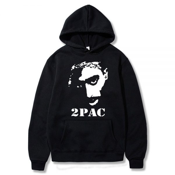 2PAC Hoodies Rapper Tupac Print Streetwear Men Women Fashion Oversized Sweatshirts Hoodie Hip Hop Black Tracksuits 1 - Rapper Outfits