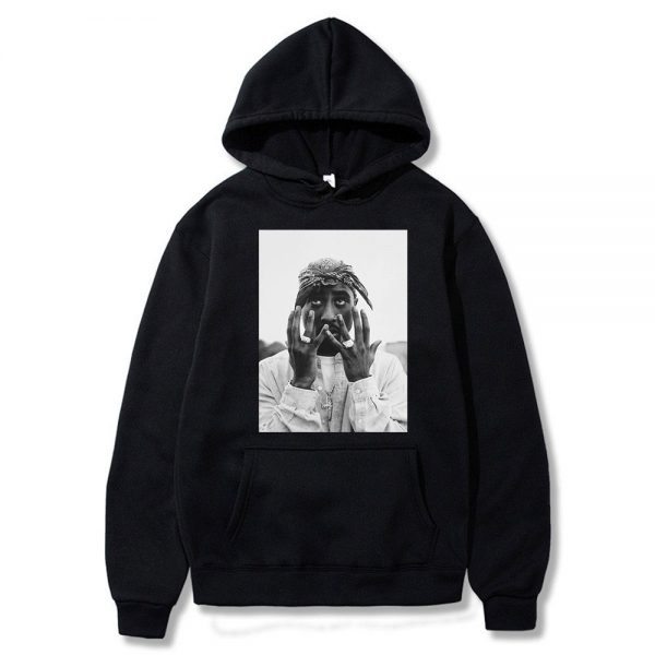 2PAC Hoodies Rapper Tupac Print Streetwear Men Women Fashion Oversized Sweatshirts Hoodie Hip Hop Black Tracksuits 3 - Rapper Outfits
