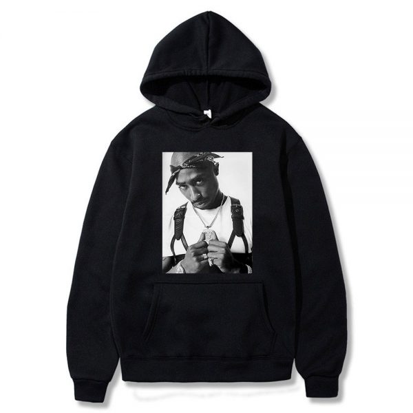 2PAC Hoodies Rapper Tupac Print Streetwear Men Women Fashion Oversized Sweatshirts Hoodie Hip Hop Black Tracksuits 4 - Rapper Outfits