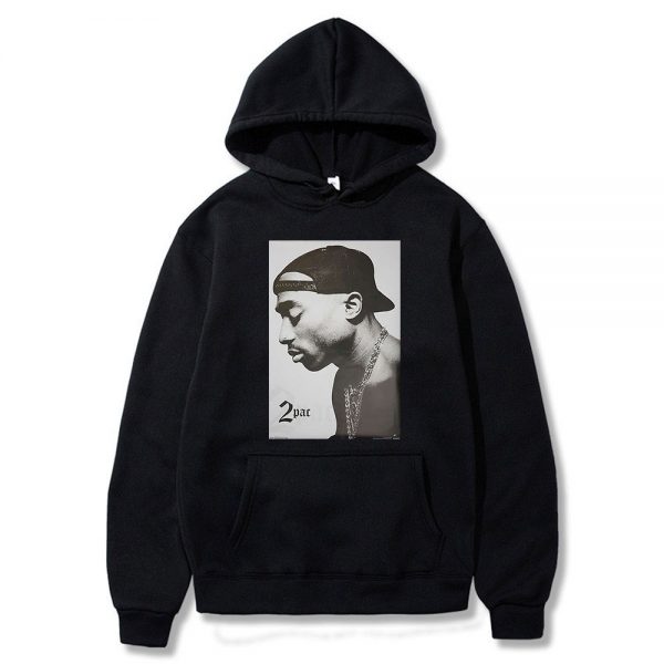 2PAC Hoodies Rapper Tupac Print Streetwear Men Women Fashion Oversized Sweatshirts Hoodie Hip Hop Black Tracksuits - Rapper Outfits