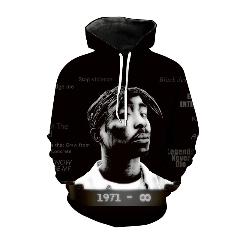 2PAC 3D Print Hoodies Hip Hop Rapper Streetwear Men Women Fashion Hooded Sweatshirt Pullover Hoodie Trendy Tupac Male Hoodies