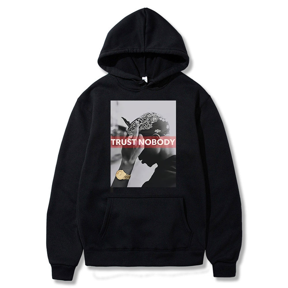 2PAC Hoodies Rapper Tupac Print Streetwear Men Women Fashion Oversized Sweatshirts Hoodie Hip Hop Black Tracksuits Pullover Coat