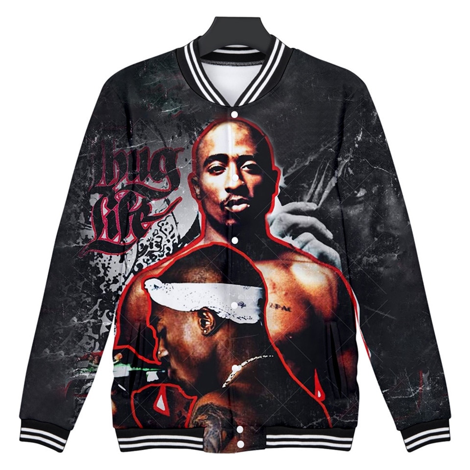 3d Baseball Jacket Rapper Hip Hop Tupac Amaru Shakur Print Men Women Hoodie Sweatshirt Long Sleeve 3D Hoodies Jackets Coat Tops