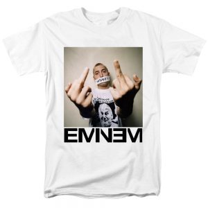 Bloodhoof NEW Music Threads Unofficial Eminem Slim Shady The Middle Finger Music White T shirt Asian - Rapper Outfits