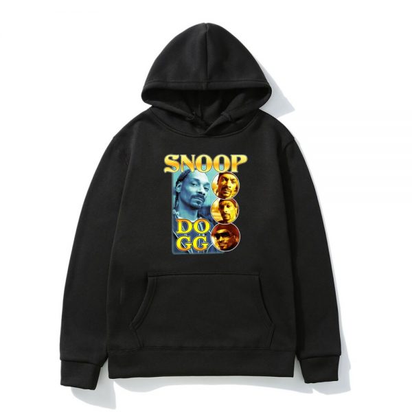 Fashion Design Rapper Snoop Doggy Dogg Hoodie Unisex Black Vintage Hooded Sweatshirt Autumn and Winter Street - Rapper Outfits
