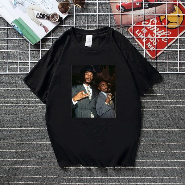 Fashion Streetwear Vintage Shirts Tupac Shakur Snoop Dogg Rap Hip Hop T Shirt For Men Cotton 2 - Rapper Outfits