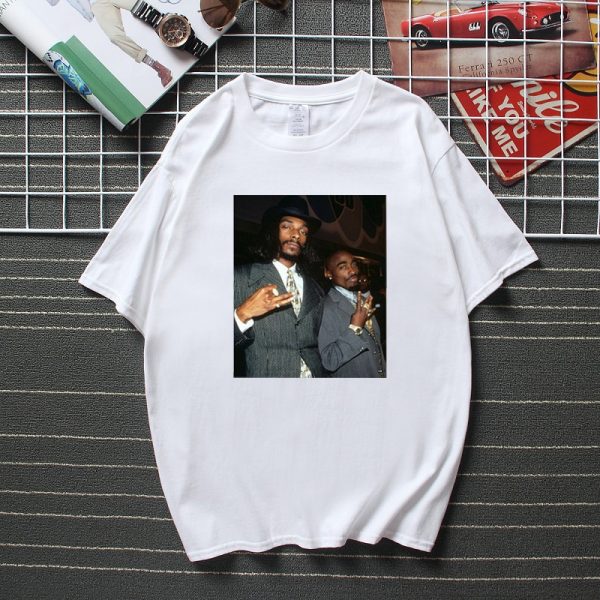 Fashion Streetwear Vintage Shirts Tupac Shakur Snoop Dogg Rap Hip Hop T Shirt For Men Cotton - Rapper Outfits