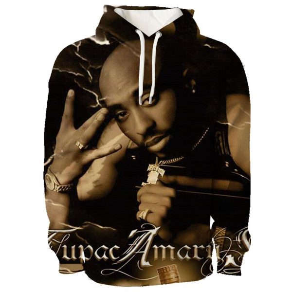 Hip Hop Streetwear Sweatshirt 3D Hoodies Rapper Tupac 2Pac Hoodie Men Harajuku Shirt Cool Oversized Hoodie 1 - Rapper Outfits