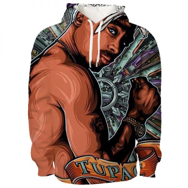 Hip Hop Streetwear Sweatshirt 3D Hoodies Rapper Tupac 2Pac Hoodie Men Harajuku Shirt Cool Oversized Hoodie 4 - Rapper Outfits