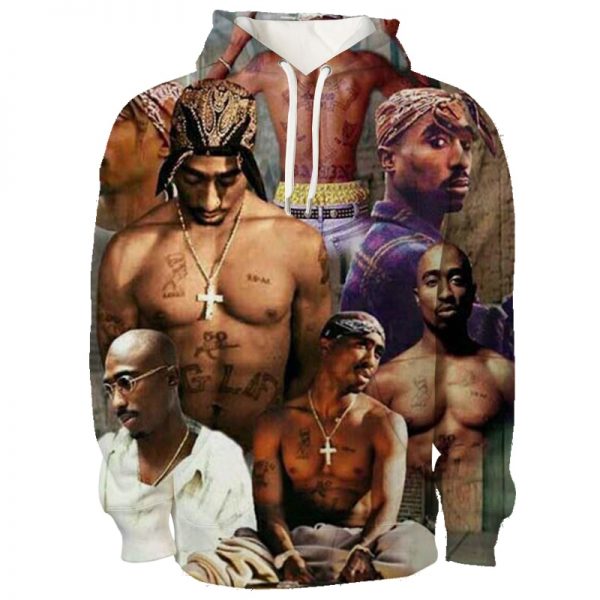 Hip Hop Streetwear Sweatshirt 3D Hoodies Rapper Tupac 2Pac Hoodie Men Harajuku Shirt Cool Oversized Hoodie 5 - Rapper Outfits
