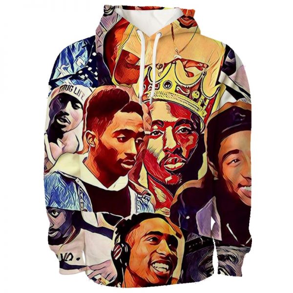 Hip Hop Streetwear Sweatshirt 3D Hoodies Rapper Tupac 2Pac Hoodie Men Harajuku Shirt Cool Oversized Hoodie - Rapper Outfits