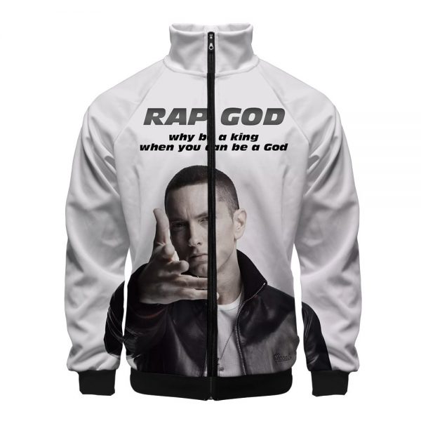 Luxury Popular Rap Singer Eminem Zipper Jacket 3D Print Clothes Men Boys Stand Collar Long Sleeve - Rapper Outfits