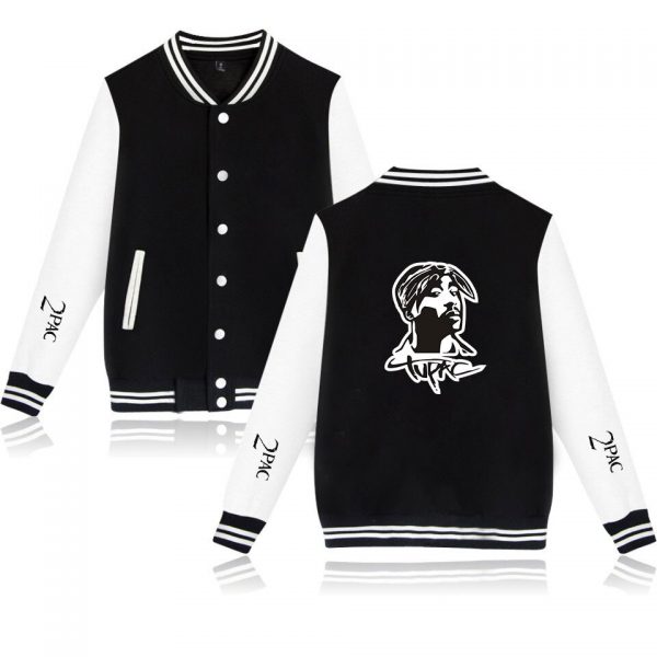 Rapper 2pac Baseball Uniform Fleece Jacket Women Men Streetwear Hip Hop Long Sleeve Tupac Shakur Pink 2 - Rapper Outfits
