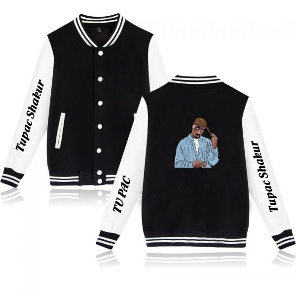 Rapper 2pac Baseball Uniform Fleece Jacket Women Men Streetwear Hip Hop Long Sleeve Tupac Shakur Pink 5 - Rapper Outfits