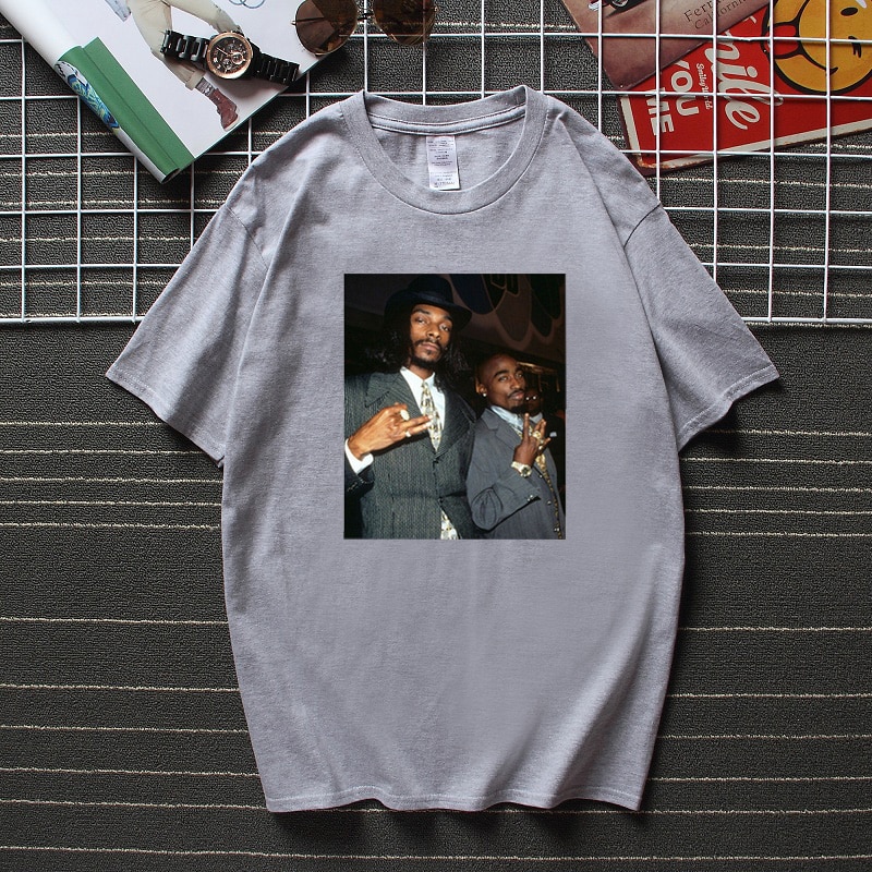 Fashion Streetwear Vintage Shirts Tupac Shakur Snoop Dogg Rap Hip Hop T Shirt For Men Cotton Short Sleeve T-shirts Unisex Tees