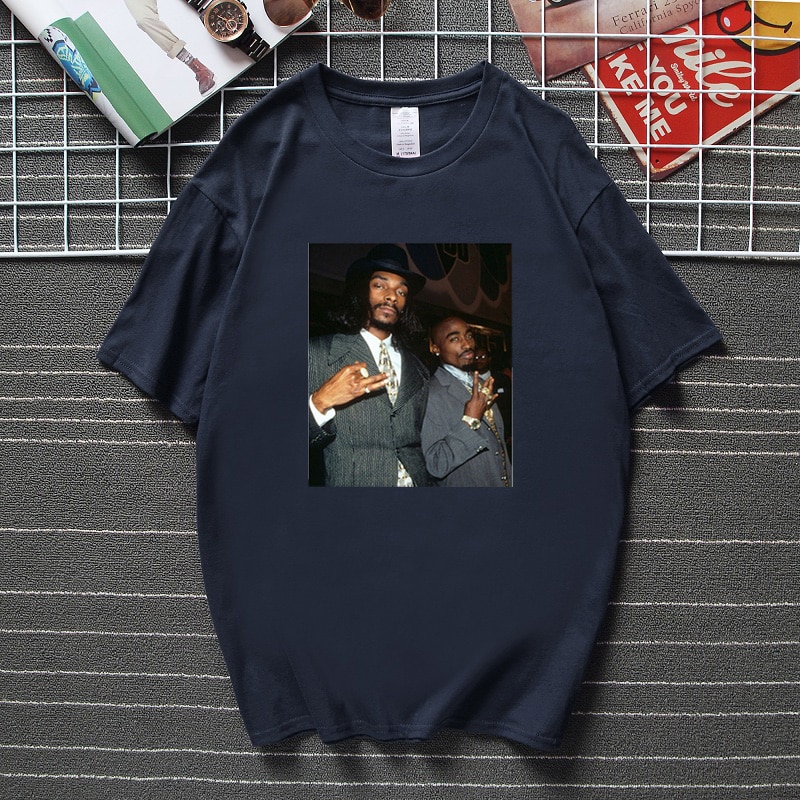 Fashion Streetwear Vintage Shirts Tupac Shakur Snoop Dogg Rap Hip Hop T Shirt For Men Cotton Short Sleeve T-shirts Unisex Tees