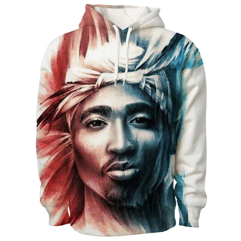 Hip Hop Streetwear Sweatshirt 3D Hoodies Rapper Tupac 2Pac Hoodie Men Harajuku Shirt Cool Oversized Hoodie Winter Coats Women