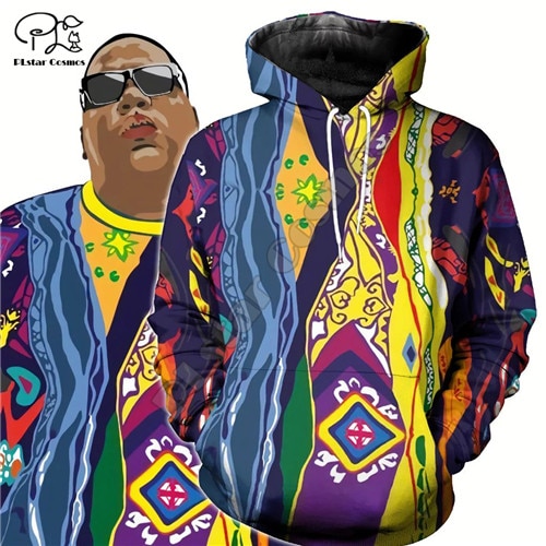 Men Unisex harajuku The Notorious B.I.G. print 3d hoodie rapper Biggie Smalls Sweatshirt zipper women native Pullover streetwear