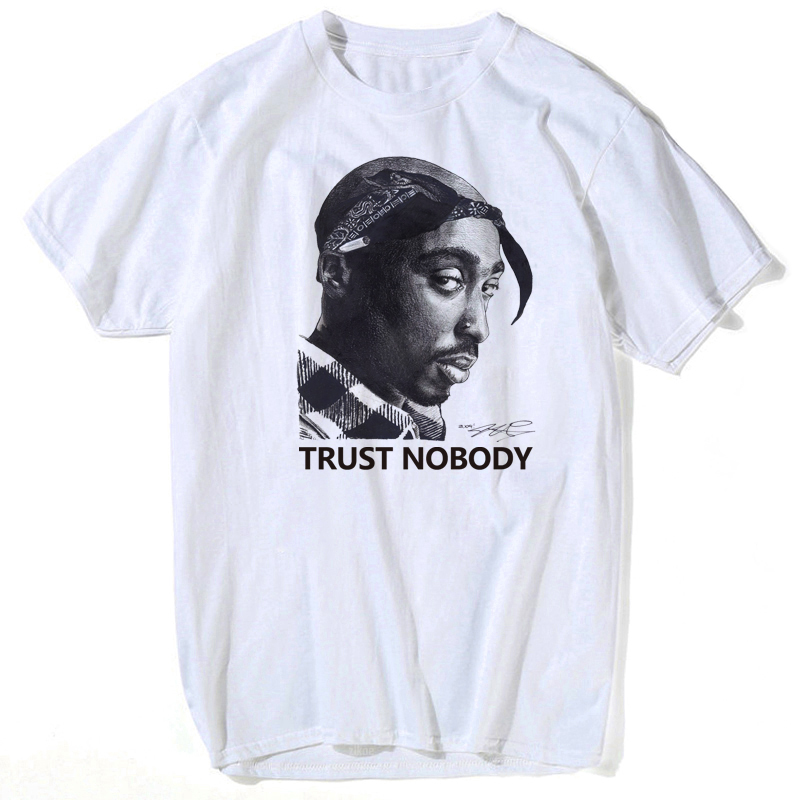 TuPac Outfit - Tupac 2PAC Sign Trust Nobody Print T-shirt