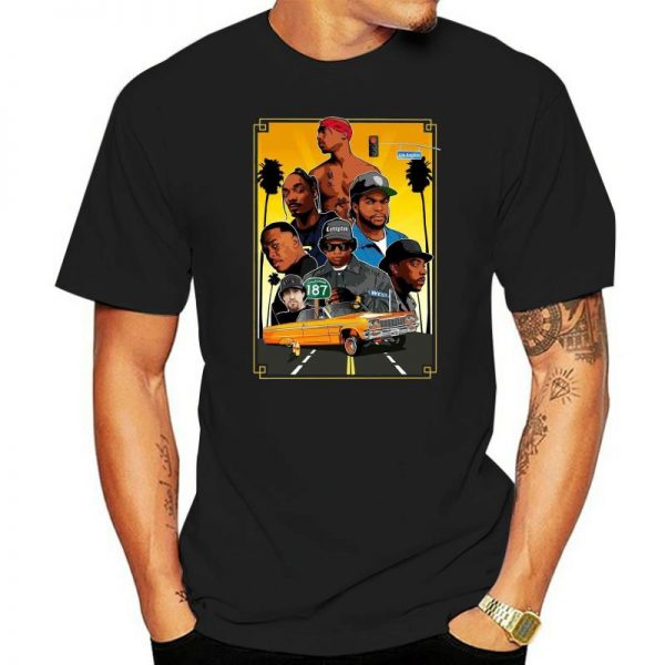 T Shirt NWA Snoop Dogg 2PAC Tupac Straight Outta Compton Jay Z public tee enemy Men - Rapper Outfits