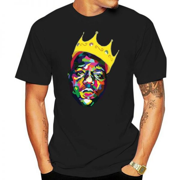 The Notorious B I G Multicoloured Crowned Biggie Black T Shirt New Cotton Tee Shirt Cotton - Rapper Outfits