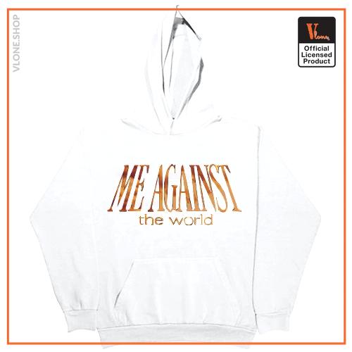 Vlone x Tupac ME AGAINST the world White Hoodie Front - Rapper Outfits